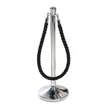 Obex Barriers Stainless Steel Top Hat Head Post with Black Rope - SPL21Z&SRL25B