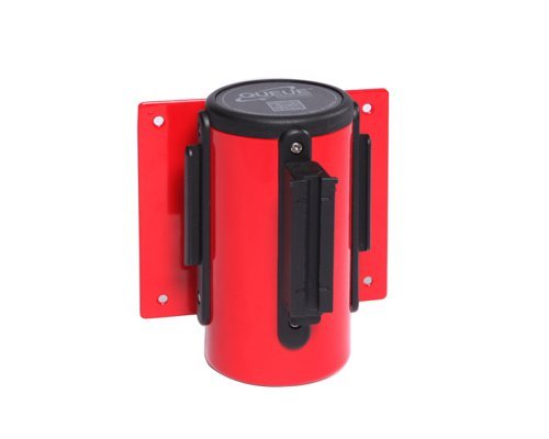Obex Barriers Wall Mounted Belt Barrier; Belt Length mm: 2300; Red Housing; Black/Yellow Chevron - WMBB23CHRHBYC