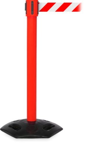 Obex Barriers Weatherproof Single Belt Barrier; Belt Length mm: 3400; Red Post; Red/White Chevron - WMS34CHRPRWC
