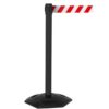 Obex Barriers Weatherproof Single Belt Barrier; Belt Length mm: 4900; Black Post; Red/White Chevron - WMS49CHBPRWC