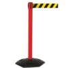 Obex Barriers Weatherproof Single Belt Barrier; Belt Length mm: 4900; Red Post; Black/Yellow Chevron - WMS49CHRPBYC