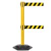Obex Barriers Weatherproof Twin Belt Barrier; Belt Length mm: 4900; Yellow Post; Black/Yellow Chevron - WMT49CHYPBYC