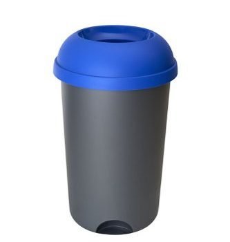 Open Top Bin; 50L; Grey Body; Blue Lid; Plastic - OP050Z_BLL