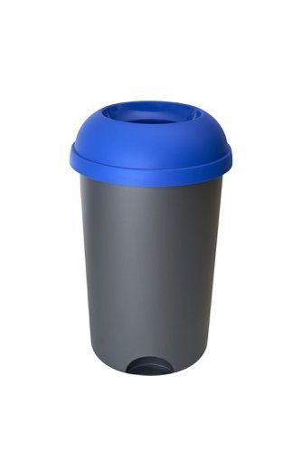 Open Top Bin; 50L; Grey Body; Blue Lid; Plastic - OP050Z_BLL