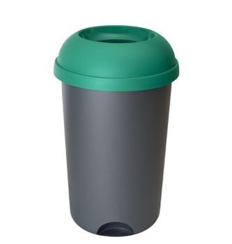 Open Top Bin; 50L; Grey Body; Green Lid; Plastic - OP050Z_GRL