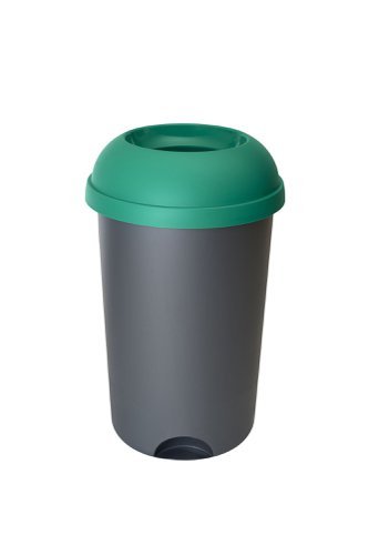 Open Top Bin; 50L; Grey Body; Green Lid; Plastic - OP050Z_GRL