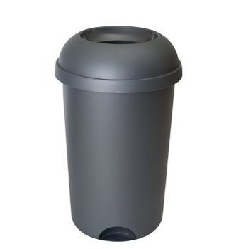 Open Top Bin; 50L; Grey Body; Grey Lid; Plastic - OP050Z_GYL