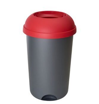 Open Top Bin; 50L; Grey Body; Red Lid; Plastic - OP050Z_RDL