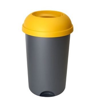 Open Top Bin; 50L; Grey Body; Yellow Lid; Plastic - OP050Z_YWL
