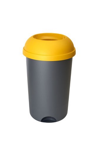 Open Top Bin; 50L; Grey Body; Yellow Lid; Plastic - OP050Z_YWL