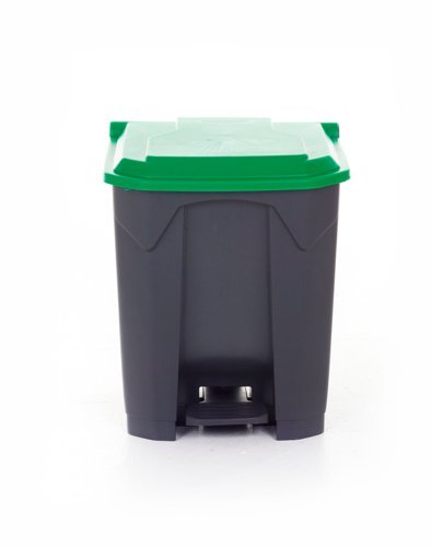 Pedal Bin; 30L; Polypropylene; Grey Body & Green Lid - CPB30Z_Green Lid