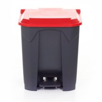 Pedal Bin; 30L; Polypropylene; Grey Body & Red Lid - CPB30Z_Red Lid