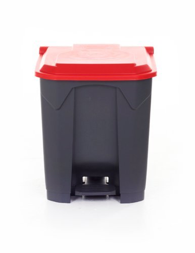Pedal Bin; 30L; Polypropylene; Grey Body & Red Lid - CPB30Z_Red Lid
