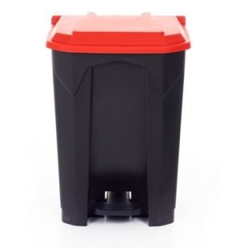 Pedal Bin; 50L; Polypropylene; Grey Body & Red Lid - CPB50Z_Red Lid