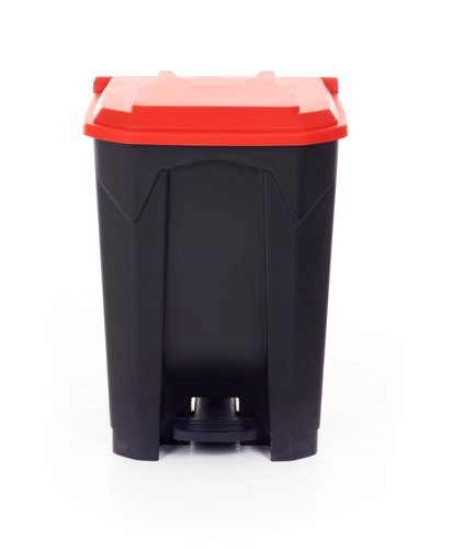Pedal Bin; 50L; Polypropylene; Grey Body & Red Lid - CPB50Z_Red Lid