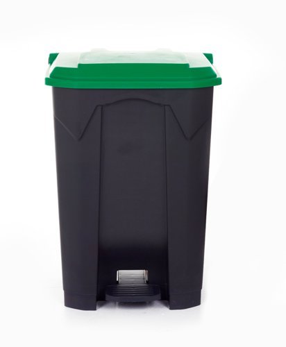 Pedal Bin; 80L; Polypropylene; Grey Body & Green Lid - CPB80Z_Green Lid