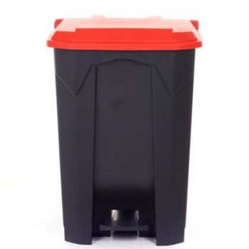 Pedal Bin; 80L; Polypropylene; Grey Body & Red Lid - CPB80Z_Red Lid