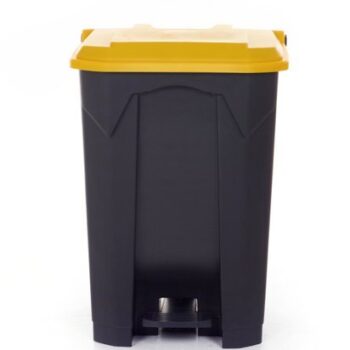 Pedal Bin; 80L; Polypropylene; Grey Body & Yellow Lid - CPB80Z_Yellow Lid