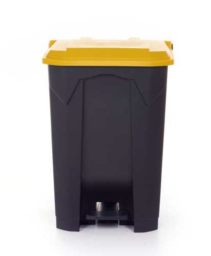 Pedal Bin; 80L; Polypropylene; Grey Body & Yellow Lid - CPB80Z_Yellow Lid