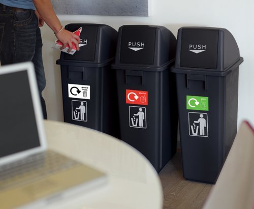 Pedal Bin; Set of 3; 60L; Plastic; Dark Grey - RCY63Z