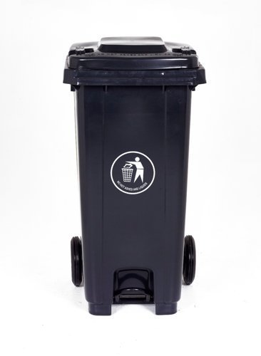 Pedal Wheeled Bin; 120L; Polypropylene; Dark Grey/ Dark Grey Lid - LPB120Z_DGrey Lid