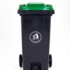 Pedal Wheeled Bin; 120L; Polypropylene; Dark Grey/Green Lid - LPB120Z_Green Lid