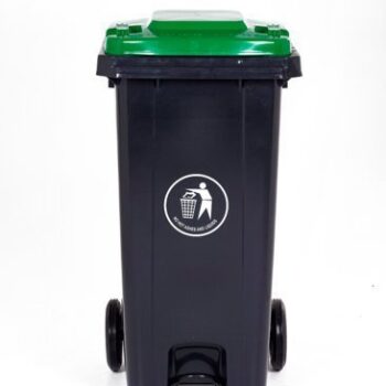 Pedal Wheeled Bin; 120L; Polypropylene; Dark Grey/Green Lid - LPB120Z_Green Lid
