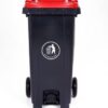 Pedal Wheeled Bin; 120L; Polypropylene; Dark Grey/Red/Orange Lid - LPB120Z_Red/Orange Lid