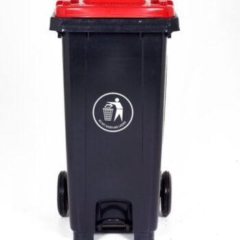 Pedal Wheeled Bin; 120L; Polypropylene; Dark Grey/Red/Orange Lid - LPB120Z_Red/Orange Lid