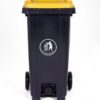 Pedal Wheeled Bin; 120L; Polypropylene; Dark Grey/Yellow Lid - LPB120Z_Yellow Lid