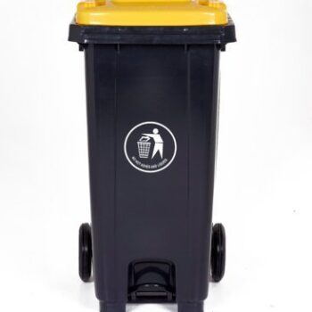 Pedal Wheeled Bin; 120L; Polypropylene; Dark Grey/Yellow Lid - LPB120Z_Yellow Lid