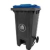 Pedal Wheeled Bin; 240L; Polypropylene; Dark Grey/Blue Lid - LPB240Z_Blue Lid