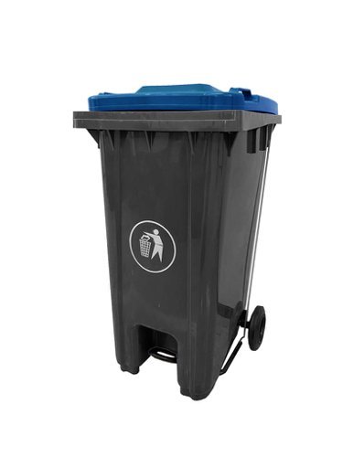 Pedal Wheeled Bin; 240L; Polypropylene; Dark Grey/Blue Lid - LPB240Z_Blue Lid