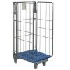 Plastic Base Nestable Roll Container; 3 Sided Unit; Internal Height mm: 1430; Silver/Blue Base - PBR2723_BlueBase