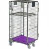 Plastic Base Nestable Roll Container; 4 Security Unit (50 x 50mm Mesh); Internal Height mm: 1430; Silver/Purple Base - PBR2725_PurpleBase
