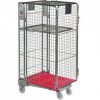 Plastic Base Nestable Roll Container; 4 Security Unit (50 x 50mm Mesh); Internal Height mm: 1430; Silver/Red Base - PBR2725_RedBase