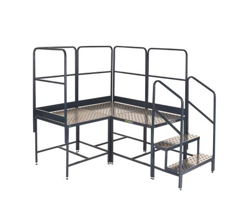 Platform System-3 (2x1 corner)x1Hm Plat. - 3 Tread Unit&4 Guards - BWP100X3CRG5