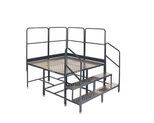 Platform System-4 (2x2)x1000Hmm Plat. - 3 Tread Unit & 4 Guards - BWP100X4SQG4