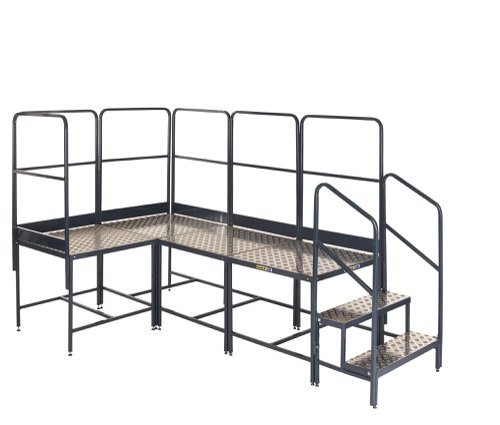 Platform System-4 (3x1 corner)x1Hm Plat. - 3 Tread Unit&6 Guards - BWP100X4CRG6
