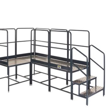 Platform System-4 (3x1 corner)x1Hm Plat. - 3 Tread Unit&8 Guards - BWP100X4CRG8
