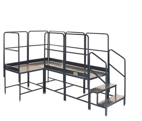 Platform System-4 (3x1 corner)x1Hm Plat. - 3 Tread Unit&8 Guards - BWP100X4CRG8