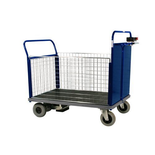 Powered Platform Truck - Steel End with 2 Mesh Sides & Opp End - Small - PWPT404YBL