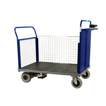Powered Platform Truck - Steel End with Mesh Side & Opp End - Small - PWPT403YBL