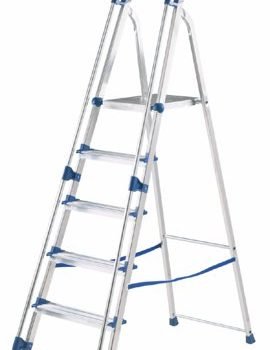 Professional Folding Step with Tool Tray; 6 Tread; 150kg; Silver/Blue - AFA06Z