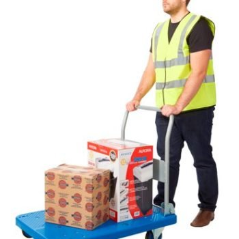 Proplaz Blue Large Platform Trolley; Fixed/Swivel Castors; Steel/Plastic; 300kg; Blue/Grey - PPU91Y