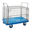 Proplaz Blue Mesh Truck With Hinged Lid Top & Half Drop Side; Fixed/Swivel Low Noise Castors; Steel/Plastic; 300kg; Blue/Grey - PPU24Y