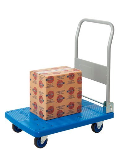 Proplaz Blue Small Platform Trolley; Fixed/Swivel Castors; Steel/Plastic; 150kg; Blue/Grey - PPU81Y