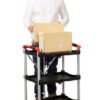 Proplaz Fold Folding Trolley; 3 Tier; Swivel Castors; Anodised Aluminium/Polypropylene; 75kg; Black/Grey - CI583Y