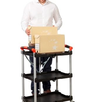Proplaz Fold Folding Trolley; 3 Tier; Swivel Castors; Anodised Aluminium/Polypropylene; 75kg; Black/Grey - CI583Y