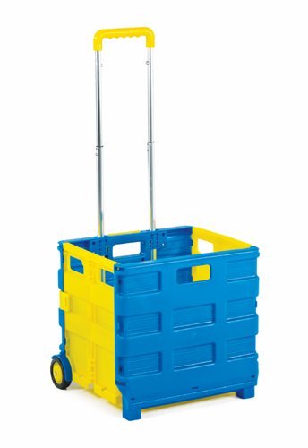Proplaz Folding Box Truck; Fixed Wheels; Plastic; 25kg; Blue/Yellow - GI040Y